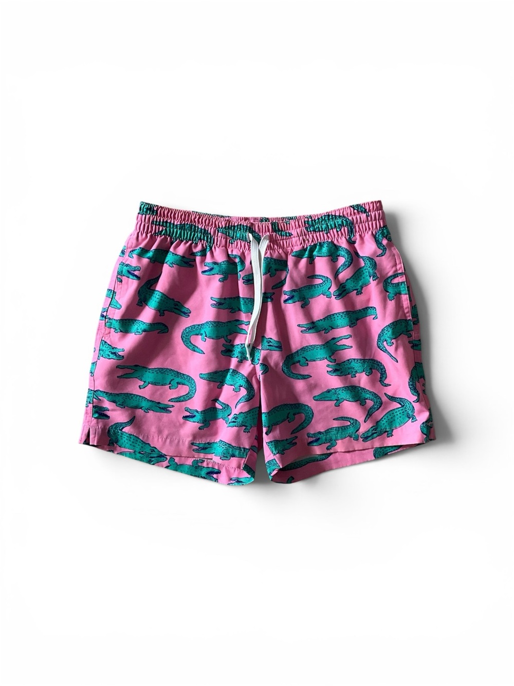 Chubbies Pink Swim Shorts with Green Alligator Print